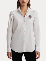 Lauren Ralph Lauren Silky Stretch Cotton Crest Logo Shirt - Image 6 of 8