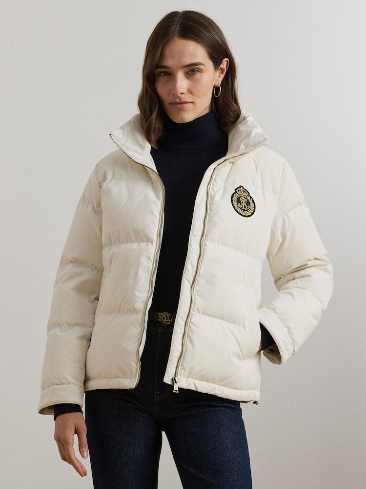 Lauren Ralph Lauren Crest Patch Down Puffer Coat - Image 1 of 10