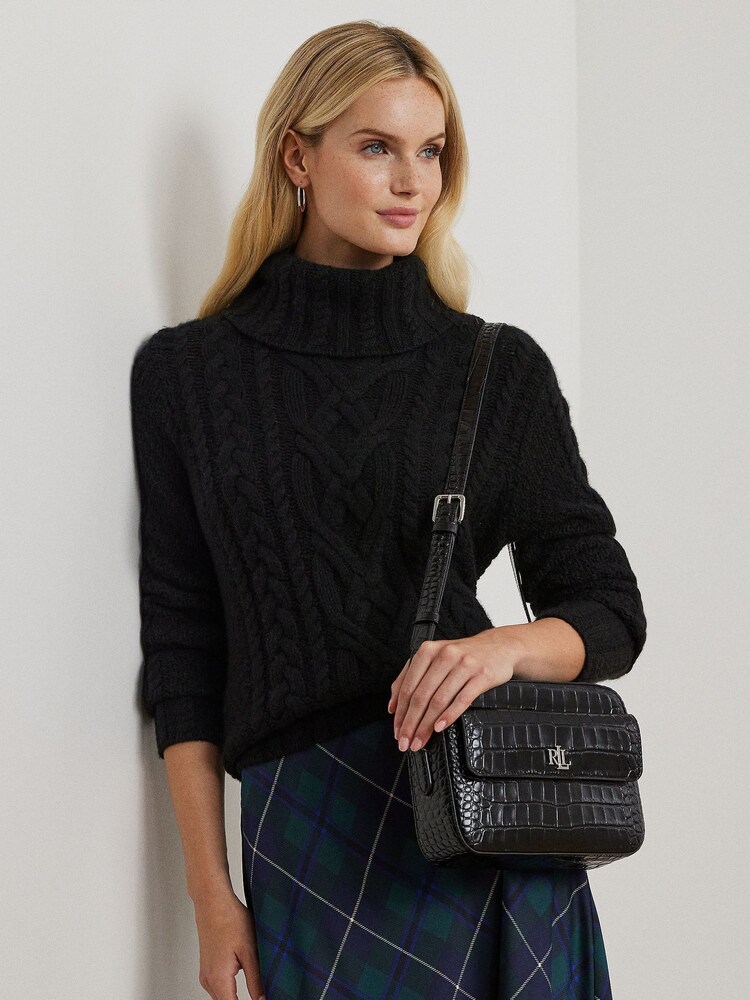 Lauren Ralph Lauren Marcy Glossy Croc Leather Crossbody Bag - Image 6 of 6