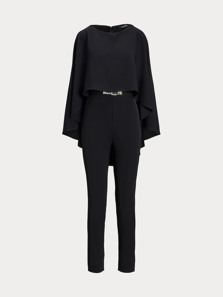 Lauren Ralph Lauren Belted Cape Georgette Jumpsuit - Image 6 of 6 Lauren Ralph Lauren Belted Cape Georgette Jumpsuit - Image 6 of 6