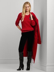 Lauren Ralph Lauren Cable Knit Crest Logo 100% Cotton Jumper - Image 2 of 8