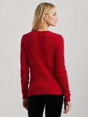 Lauren Ralph Lauren Cable Knit Crest Logo 100% Cotton Jumper - Image 3 of 8