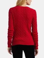 Lauren Ralph Lauren Cable Knit Crest Logo 100% Cotton Jumper - Image 5 of 8