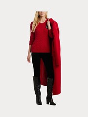 Lauren Ralph Lauren Cable Knit Crest Logo 100% Cotton Jumper - Image 7 of 8