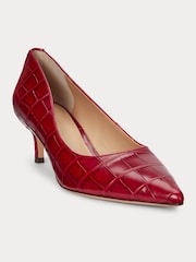 Lauren Ralph Lauren Adrienne Crocodile Leather Court Kitten Heels - Image 1 of 4