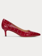 Lauren Ralph Lauren Adrienne Crocodile Leather Court Kitten Heels - Image 2 of 4