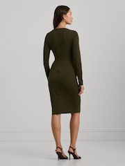 Lauren Ralph Lauren grünes Jerseykleid aus mattem Stoff - Bild 2 von 7