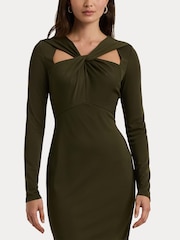 Lauren Ralph Lauren grünes Jerseykleid aus mattem Stoff - Bild 5 von 7