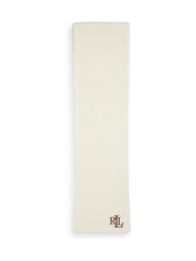 Creme - Lauren Ralph Lauren Chunky Knit Rib Logo Scarf - Bild 1 von 3