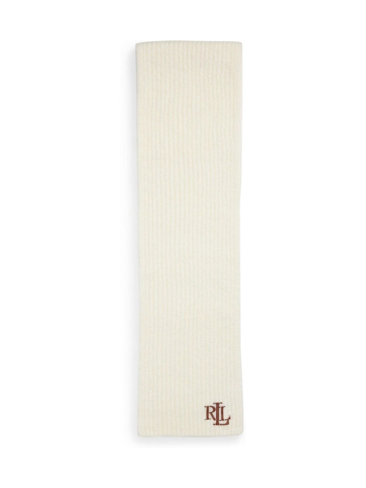 Creme - Lauren Ralph Lauren Chunky Knit Rib Logo Scarf - Bild 1 von 3