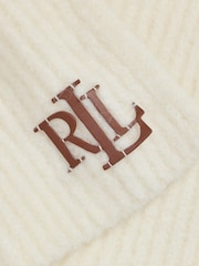 Creme - Lauren Ralph Lauren Chunky Knit Rib Logo Scarf - Bild 2 von 3