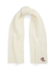 Creme - Lauren Ralph Lauren Chunky Knit Rib Logo Scarf - Bild 3 von 3