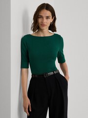 Изумрудно-зеленый - Ralph Lauren хлопковые футболки с вырезом лодочкой Lauren Judy - Изображение 1 из 7