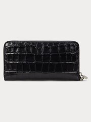 Lauren Ralph Lauren Glossy Croc Leather Wrist Zip Purse Bag - Image 2 of 3
