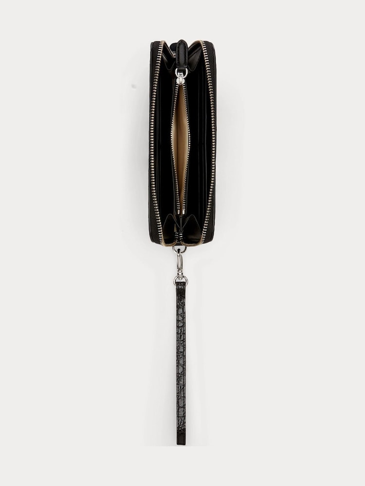 Lauren Ralph Lauren Glossy Croc Leather Wrist Zip Purse Bag - Image 3 of 3