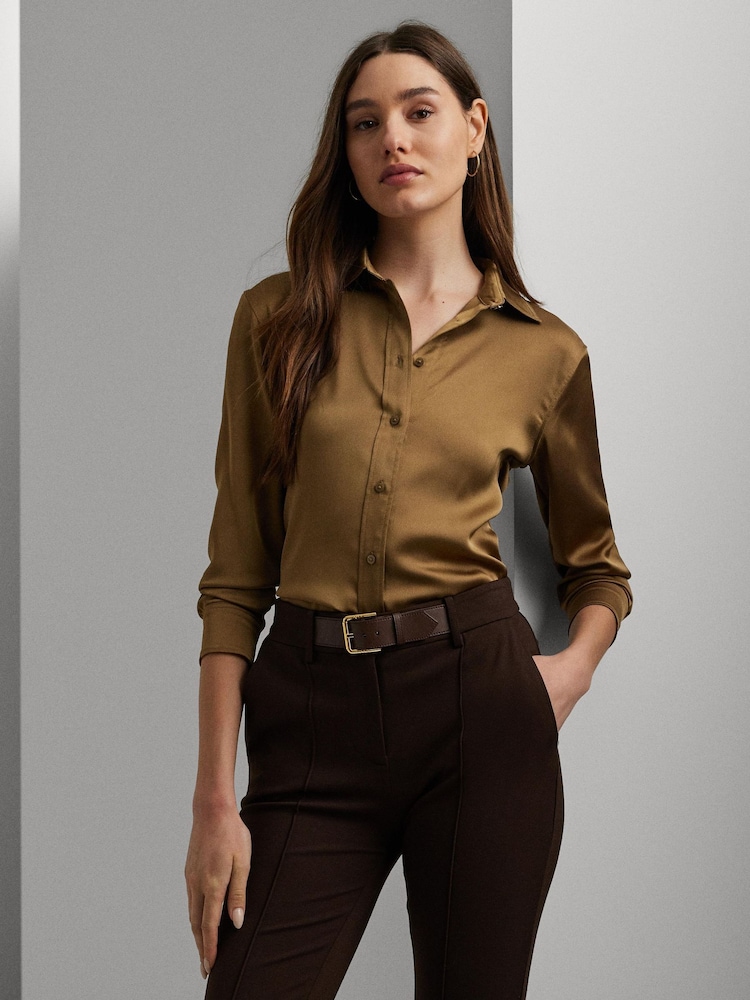 Lauren Ralph Lauren Classic Fit Satin Charmeuse Shirt - Image 1 of 7