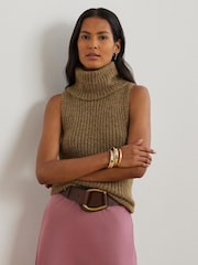 Lauren Ralph Lauren Bruma Metalised Fibre Knitted Vest Jumper - Image 2 of 7