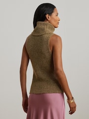 Lauren Ralph Lauren Bruma Metalised Fibre Knitted Vest Jumper - Image 4 of 7