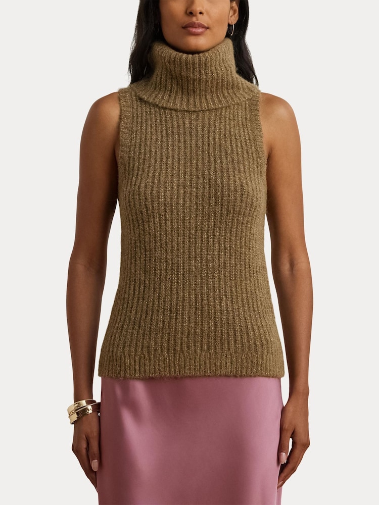 Lauren Ralph Lauren Bruma Metalised Fibre Knitted Vest Jumper - Image 7 of 7