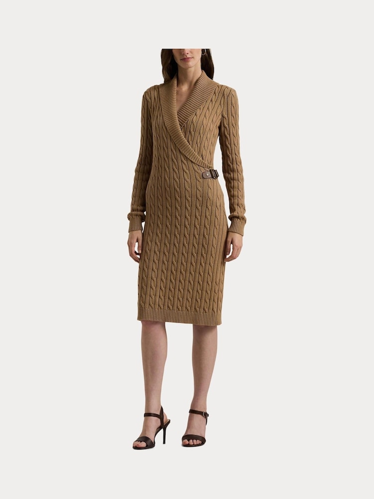 Lauren Ralph Lauren Cable-Knit Buckle-Trim Sweater Dress - Image 6 of 7