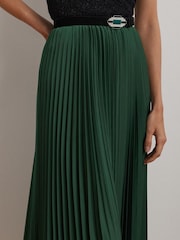 Lauren Ralph Lauren Pleated Satin Midi A Line Skirt - Image 2 of 6