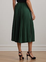 Lauren Ralph Lauren Pleated Satin Midi A Line Skirt - Image 5 of 6