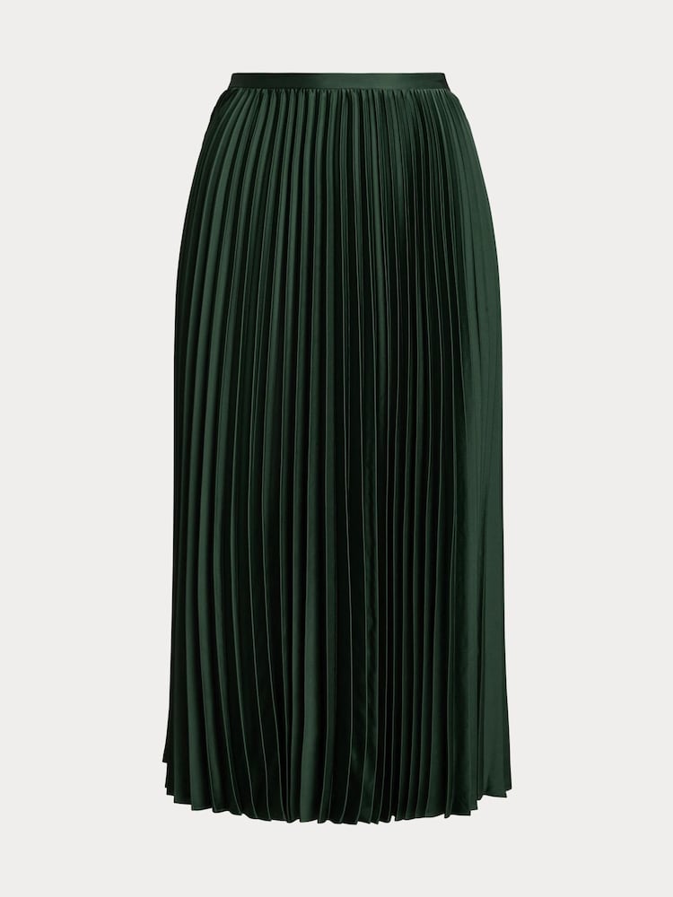 Lauren Ralph Lauren Pleated Satin Midi A Line Skirt - Image 6 of 6