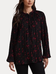 Lauren Ralph Lauren Pleated Floral Print Blouse - Image 6 of 7