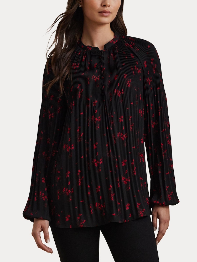 Lauren Ralph Lauren Pleated Floral Print Blouse - Image 6 of 7
