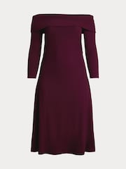 Lauren Ralph Lauren Curve Burgundy Red Off-The-Shoulder Jersey Dress - Image 8 of 8