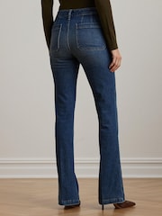 Lauren Ralph Lauren Chain Trim High Rise Flare Denim Brown 100% Cotton Jeans - Image 4 of 8