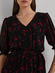 Lauren Ralph Lauren Puff Sleeve Floral Print Maxi Smock 100% Cotton Dress - Image 4 of 7