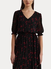 Lauren Ralph Lauren Puff Sleeve Floral Print Maxi Smock 100% Cotton Dress - Image 6 of 7