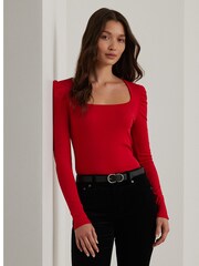 Lauren Ralph Lauren Amnita Scoop Neck Ripped Long Sleeve Top - Image 1 of 8