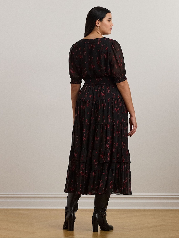 Lauren Ralph Lauren Curve Puff Sleeve Floral Print Maxi 100% Cotton Smock Dress - Image 2 of 8