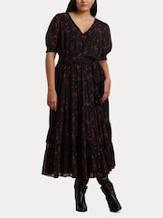 Lauren Ralph Lauren Curve Puff Sleeve Floral Print Maxi 100% Cotton Smock Dress - Image 4 of 8