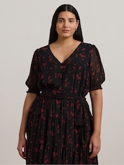 Lauren Ralph Lauren Curve Puff Sleeve Floral Print Maxi 100% Cotton Smock Dress - Image 5 of 8