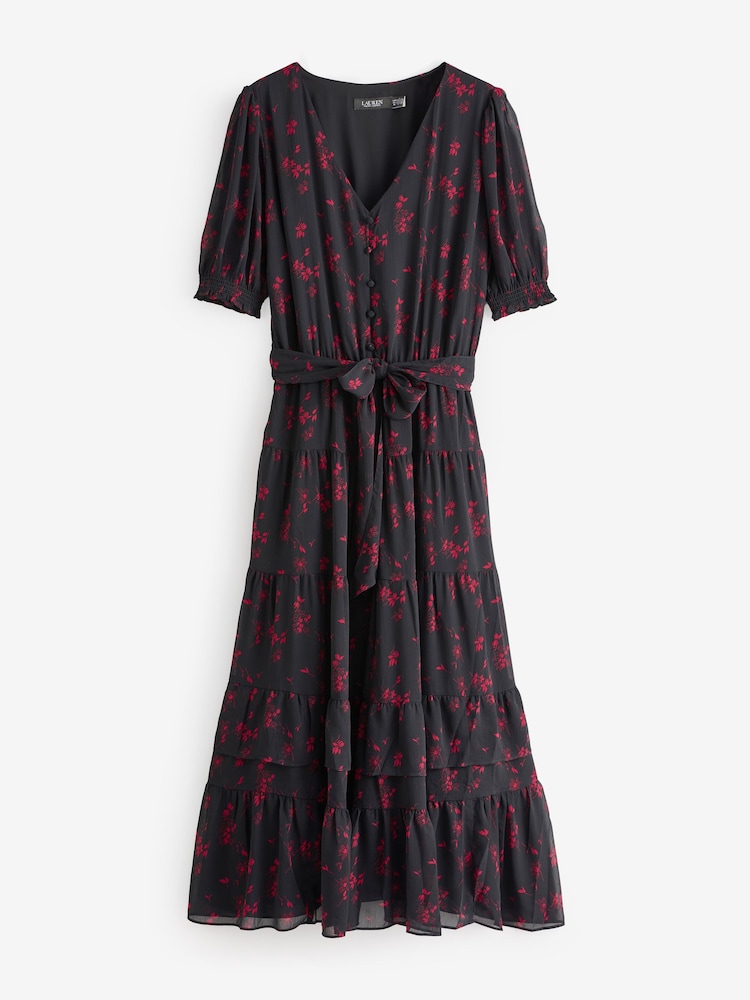 Lauren Ralph Lauren Curve Puff Sleeve Floral Print Maxi 100% Cotton Smock Dress - Image 8 of 8