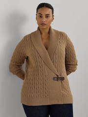 Lauren Ralph Lauren Curve Buckled 100% Cotton Brown Sweater - Image 1 of 6