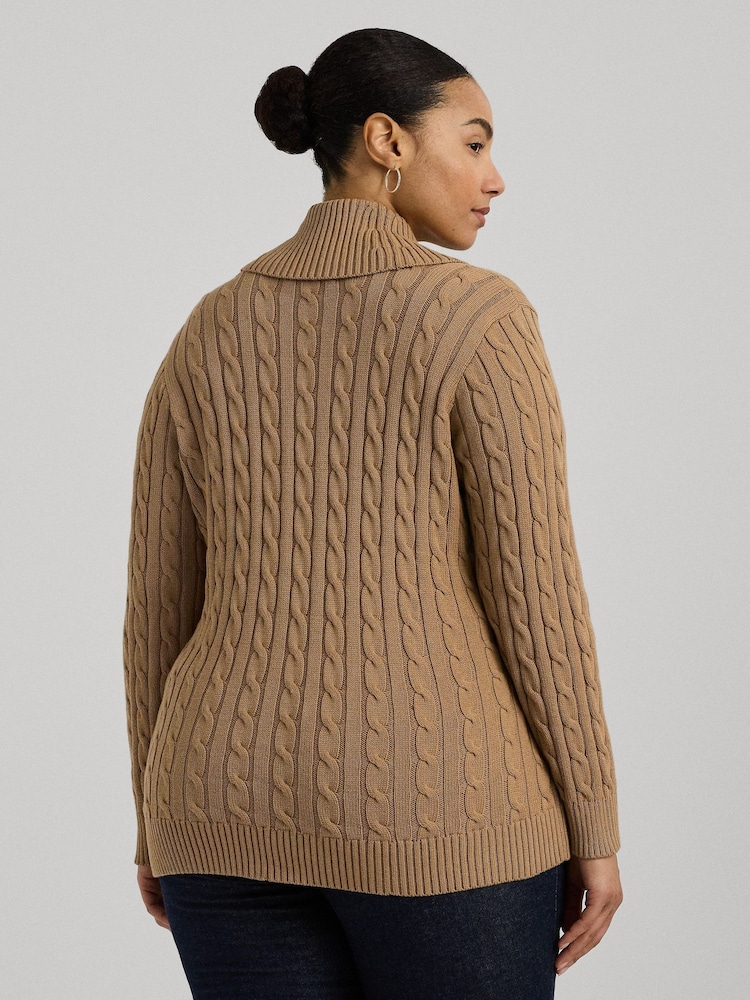 Lauren Ralph Lauren Curve Buckled 100% Cotton Brown Sweater - Image 2 of 6