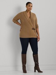 Lauren Ralph Lauren Curve Buckled 100% Cotton Brown Sweater - Image 5 of 6