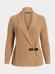 Lauren Ralph Lauren Curve Buckled 100% Cotton Brown Sweater - Image 6 of 6