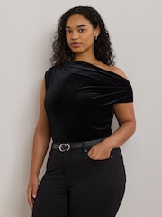 Lauren Ralph Lauren Luxe Velvet Black Top - Image 1 of 8