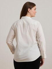 Lauren Ralph Lauren Curve Silky Stretch Cotton Crest Logo Shirt - Image 4 of 9