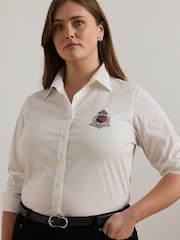 Lauren Ralph Lauren Curve Silky Stretch Cotton Crest Logo Shirt - Image 5 of 9