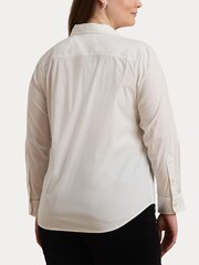 Lauren Ralph Lauren Curve Silky Stretch Cotton Crest Logo Shirt - Image 6 of 9