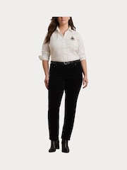 Lauren Ralph Lauren Curve Silky Stretch Cotton Crest Logo Shirt - Image 8 of 9