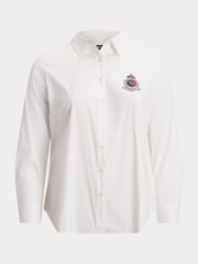 Lauren Ralph Lauren Curve Silky Stretch Cotton Crest Logo Shirt - Image 9 of 9
