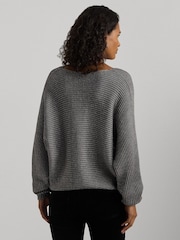 Lauren Ralph Lauren V Neck Textured Ribbed Jumper - Image 2 of 5