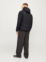 JACK & JONES Black Packable Quilted Hooded Jacket - Image 2 of 7